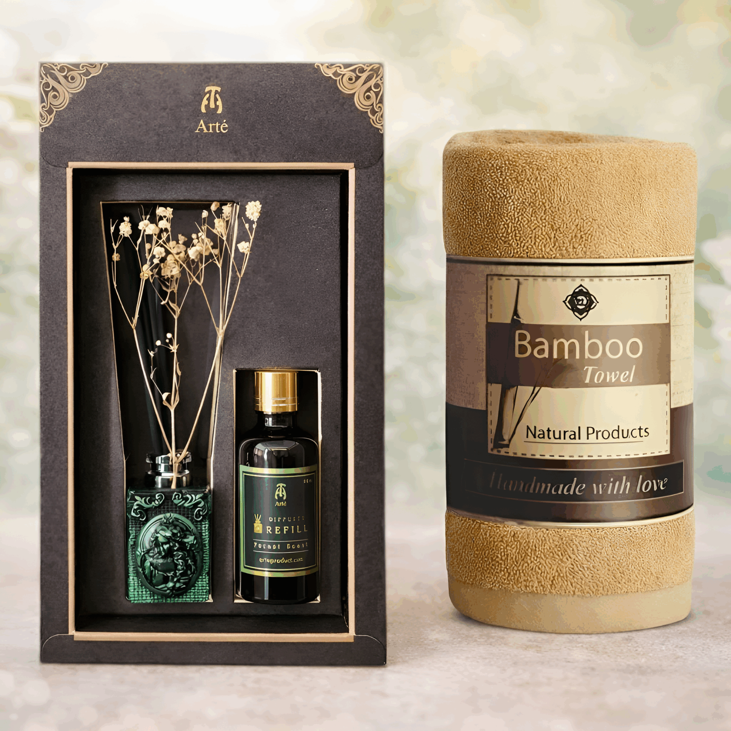 Bộ tinh dầu khuếch tán Forest Scented tặng khăn tre ( Trị giá 75K )